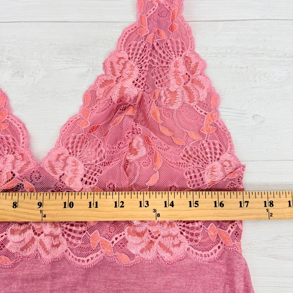 Natori Zen Floral Lace Trim Chemise Nightgown Size XL Pink Cotton Modal Midi - Picture 11 of 14